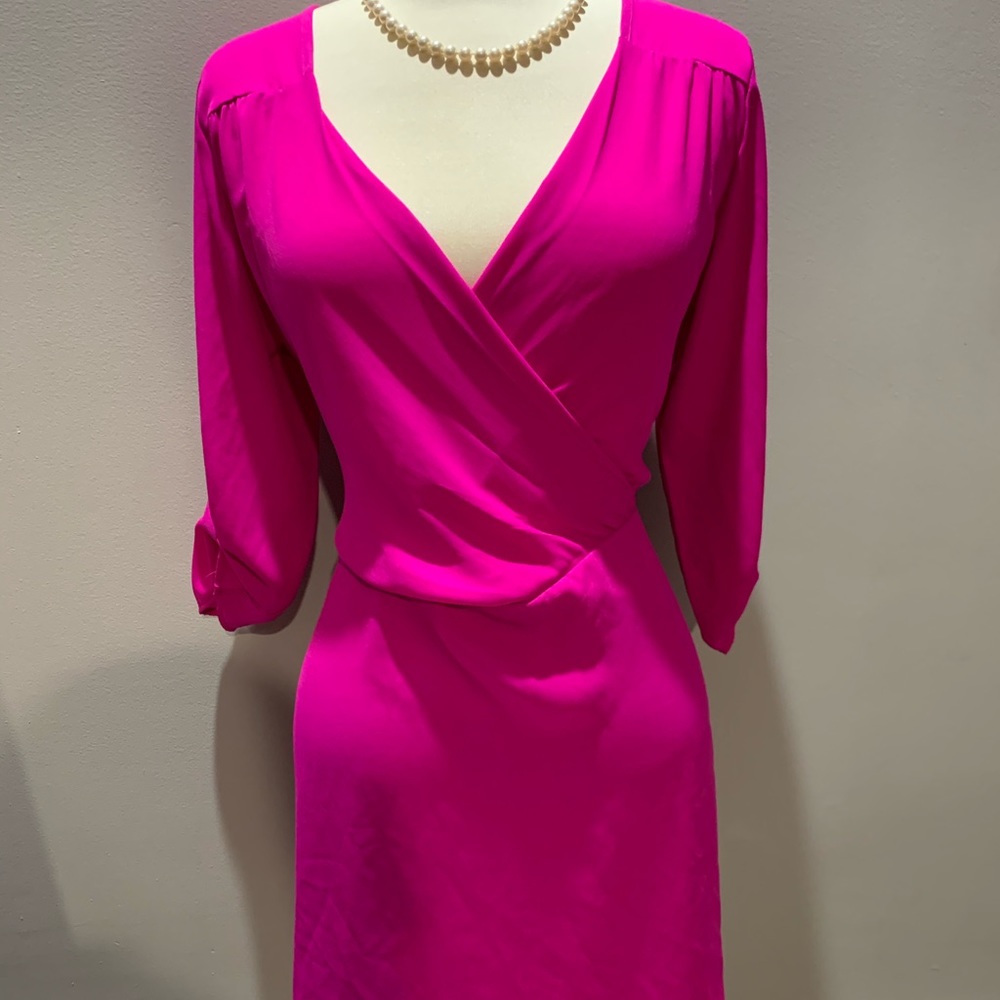 Super Cool Hot Fuchsia Pink Midi Showstopper Dress